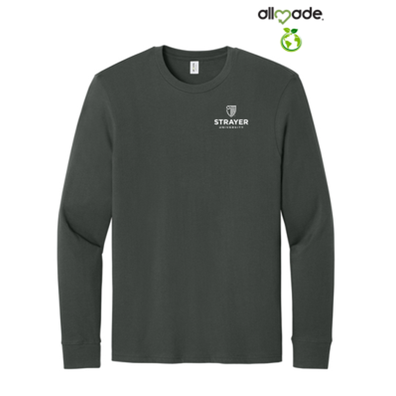 NEW STRAYER Allmade® Unisex Long Sleeve Organic Cotton Tee - Terrain Grey