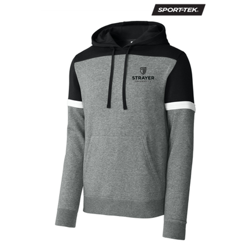 NEW STRAYER - Sport-Tek® Drive Fleece Colorblock Hoodie - Black/Vintage Heather