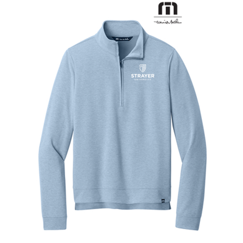 NEW STRAYER TravisMathew Women’s Coveside 1/2-Zip - Light Blue Heather