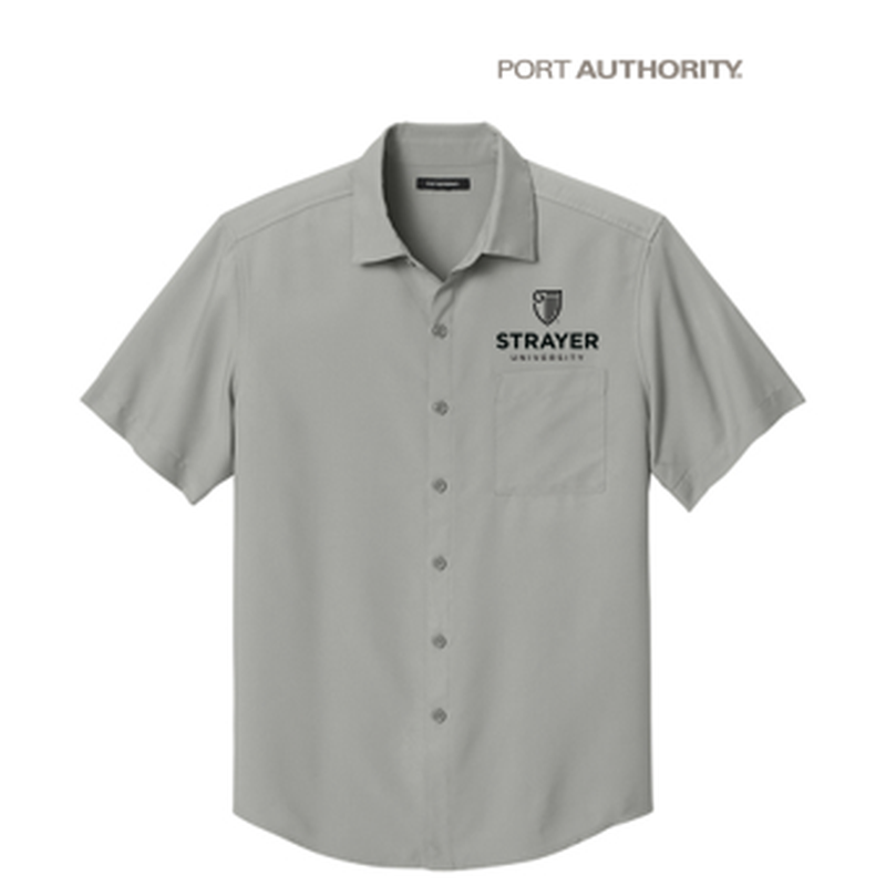 NEW STRAYER Port Authority® Short Sleeve UV Dockside Shirt - Gusty Grey