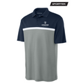 NEW STRAYER Sport-Tek® UV Micropique Colorblock Polo - True Navy/Grey Concrete Heather/White