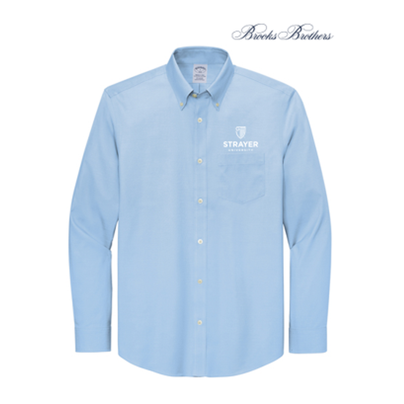 NEW STRAYER Brooks Brothers® Tall Wrinkle-Free Stretch Pinpoint Shirt - Newport Blue