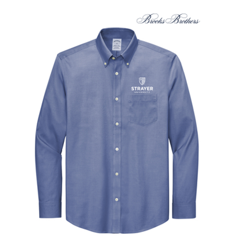 NEW STRAYER Brooks Brothers® Tall Wrinkle-Free Stretch Pinpoint Shirt - Cobalt Blue