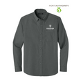 NEW STRAYER Port Authority® Long Sleeve Nailhead Easy Care Shirt - Deep Black