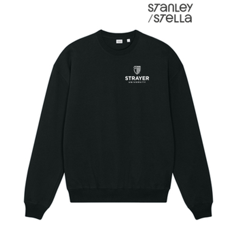 NEW STRAYER Stanley/Stella Unisex Ledger Dry Crewneck Sweatshirt - Black