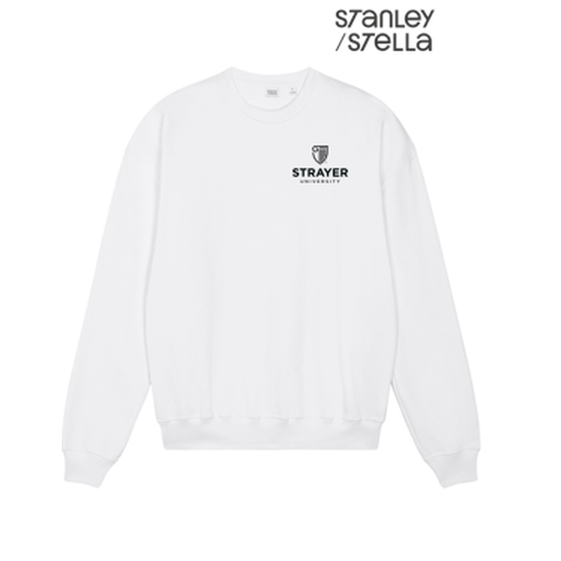 NEW STRAYER Stanley/Stella Unisex Ledger Dry Crewneck Sweatshirt - White