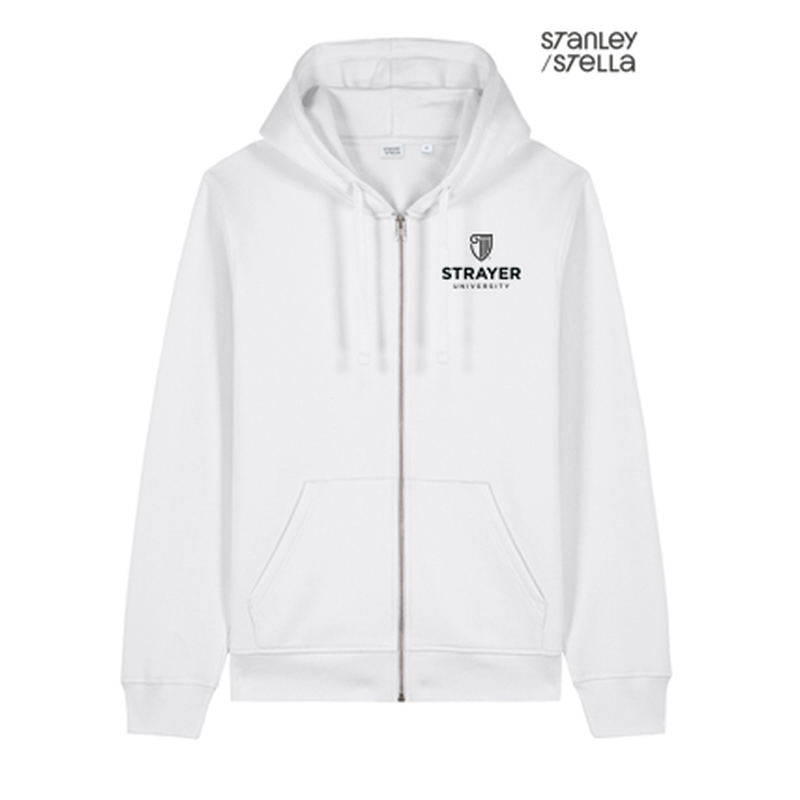 NEW Strayer Stanley/Stella Unisex Mixer Full-Zip Hooded Sweatshirt - White