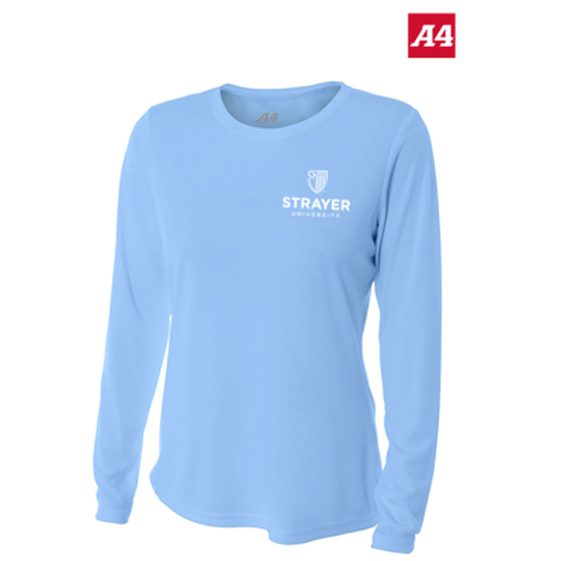 NEW Strayer A4 Women’s Cooling Performance Long Sleeve Tee - Light Blue