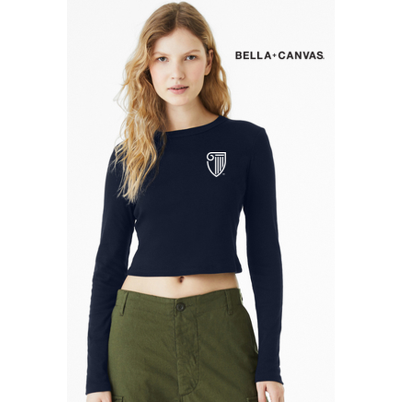 NEW Strayer BELLA+CANVAS® Women’s Micro Rib Long Sleeve Baby Tee - Navy
