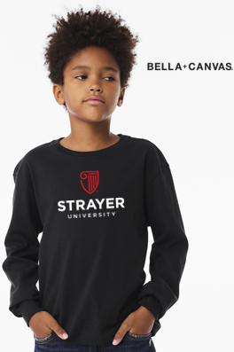 NEW Strayer BELLA+CANVAS® Youth 6-Ounce Heavyweight Long Sleeve Tee - Vintage Black