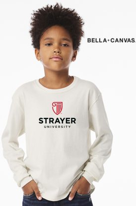 NEW Strayer BELLA+CANVAS® Youth 6-Ounce Heavyweight Long Sleeve Tee - Vintage White