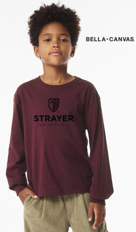 NEW Strayer BELLA+CANVAS® Youth 6-Ounce Heavyweight Long Sleeve Tee - Maroon