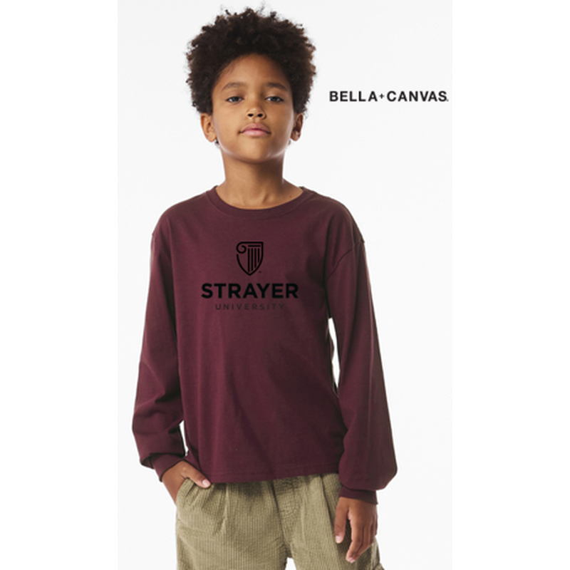 NEW Strayer BELLA+CANVAS® Youth 6-Ounce Heavyweight Long Sleeve Tee - Maroon