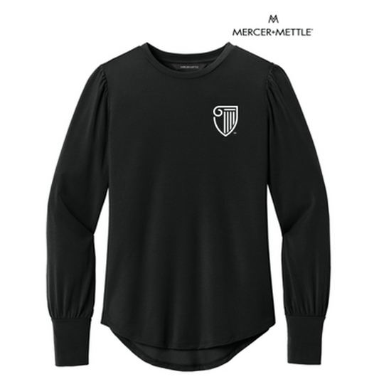 NEW STRAYER Mercer+Mettle® Women’s Stretch Jersey Long Sleeve Blouson Top - Deep Black