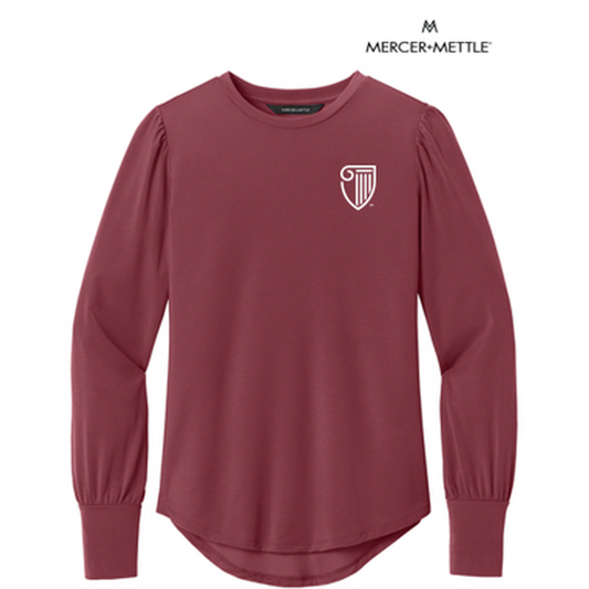 NEW STRAYER Mercer+Mettle® Women’s Stretch Jersey Long Sleeve Blouson Top - Rosewood