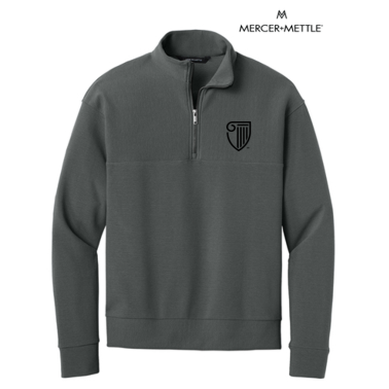 NEW STRAYER Mercer+Mettle® Linear Texture 1/4-Zip (1.5-in logo) - Storm Grey
