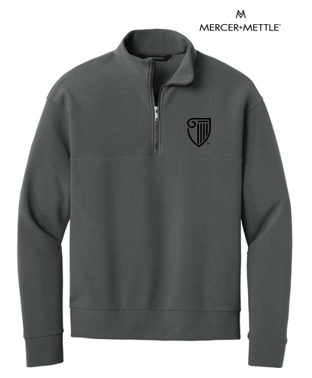 NEW STRAYER Mercer+Mettle® Linear Texture 1/4-Zip (1.5-in logo) - Storm Grey