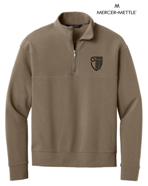 NEW STRAYER Mercer+Mettle® Linear Texture 1/4-Zip (1.5-in logo) - Warm Taupe