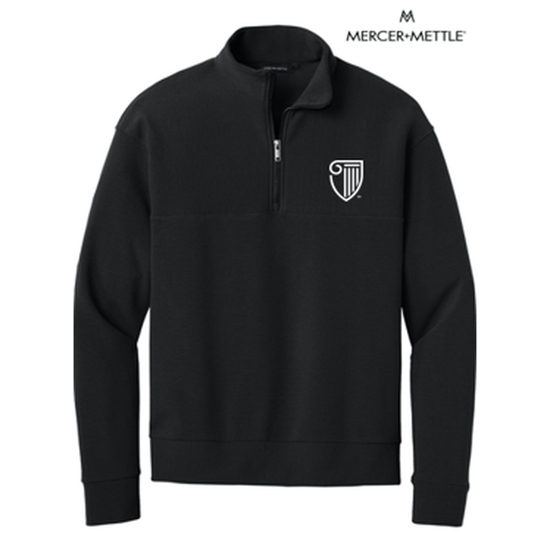 NEW STRAYER Mercer+Mettle® Linear Texture 1/4-Zip (1.5-in logo) - Black