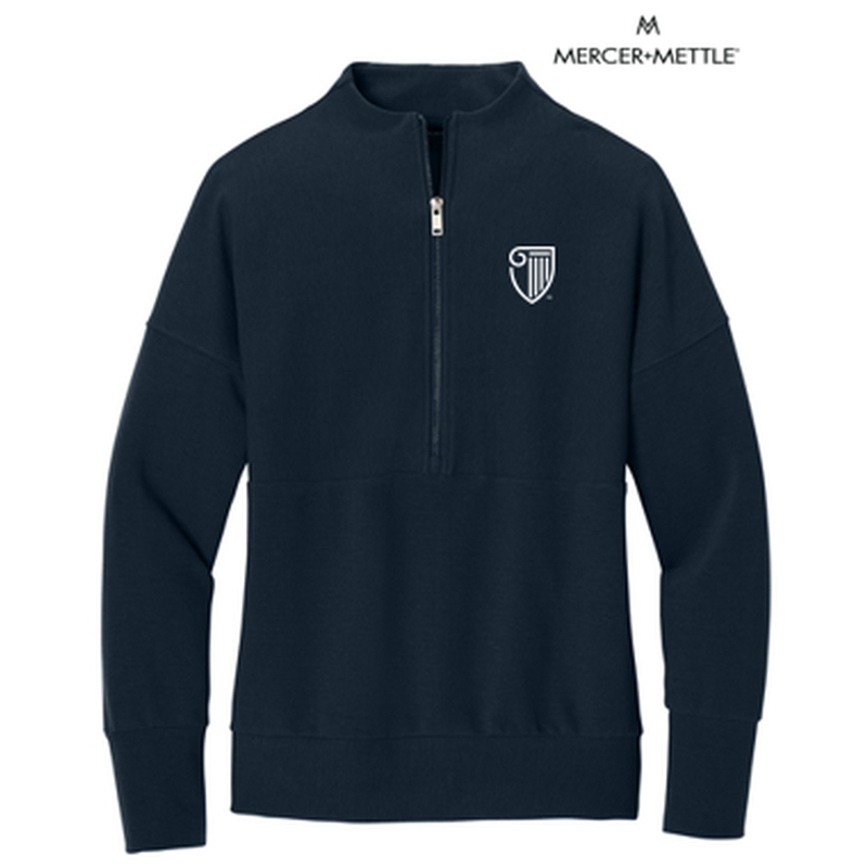 NEW STRAYER Mercer+Mettle® Women’s Linear Texture 1/4-Zip (1-in logo) - Night Navy
