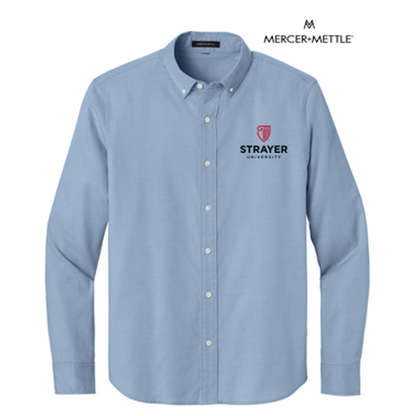 NEW STRAYER Mercer+Mettle® Long Sleeve Modern Oxford Shirt (3.5-in logo) - Cobalt