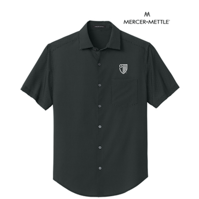 NEW STRAYER Mercer+Mettle® Short Sleeve UV Capital Tech Shirt (1.5-in logo) - Deep Black Triangle Print