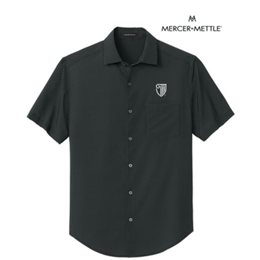 NEW STRAYER Mercer+Mettle® Short Sleeve UV Capital Tech Shirt (1.5-in logo) - Deep Black Triangle Print