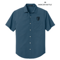 NEW STRAYER Mercer+Mettle® Short Sleeve UV Capital Tech Shirt (1.5-in logo) - Night Navy Dash Print