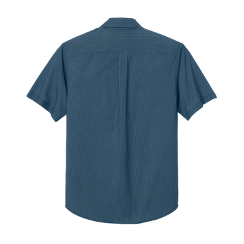 NEW STRAYER Mercer+Mettle® Short Sleeve UV Capital Tech Shirt (1.5-in logo) - Night Navy Dash Print
