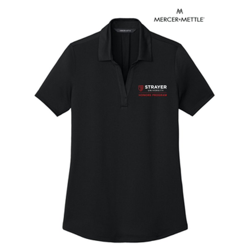 STRAYER HONORS Mercer+Mettle® Women’s Recharge Jersey Polo (4-in logo) - Deep Black