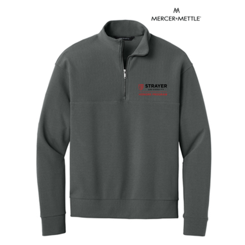 STRAYER HONORS Mercer+Mettle® Linear Texture 1/4-Zip (4-in logo) - Storm Grey