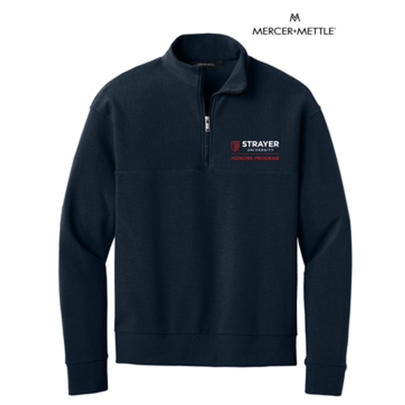 STRAYER HONORS Mercer+Mettle® Linear Texture 1/4-Zip (4-in logo) - Night Navy