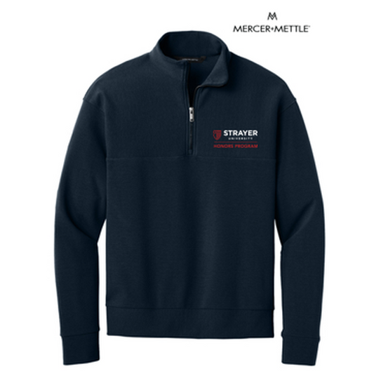 STRAYER HONORS Mercer+Mettle® Linear Texture 1/4-Zip (4-in logo) - Night Navy