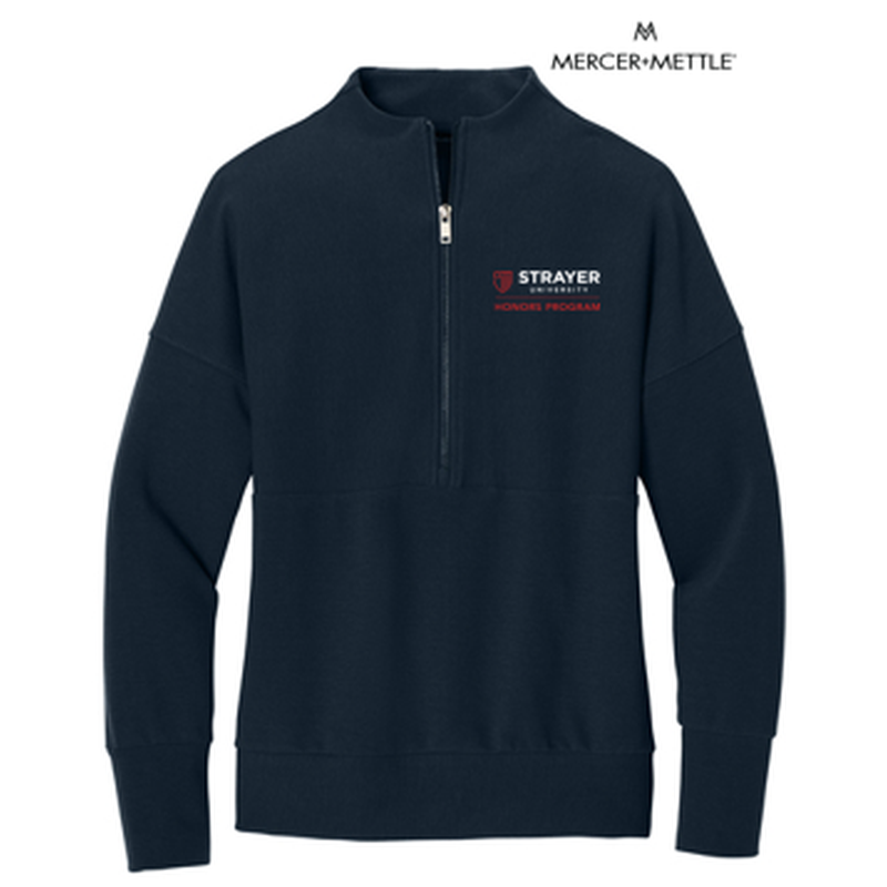 STRAYER HONORS Mercer+Mettle® Women’s Linear Texture 1/4-Zip (4-in logo) - Night Navy