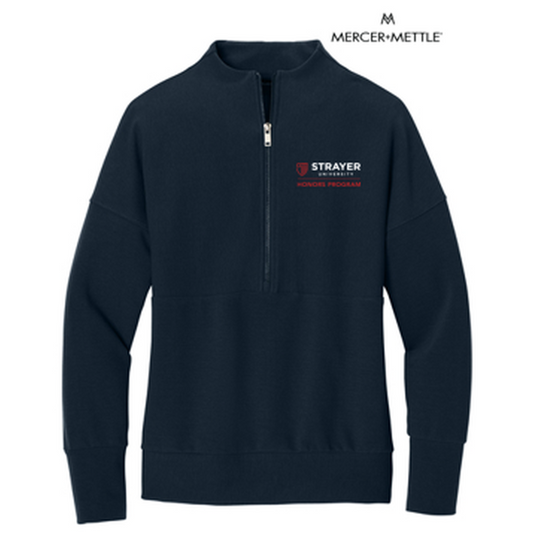 STRAYER HONORS Mercer+Mettle® Women’s Linear Texture 1/4-Zip (4-in logo) - Night Navy