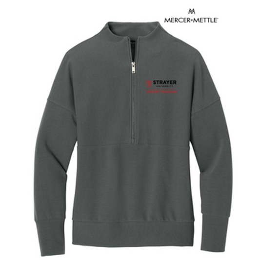 STRAYER HONORS Mercer+Mettle® Women’s Linear Texture 1/4-Zip (4-in logo) - Storm Grey