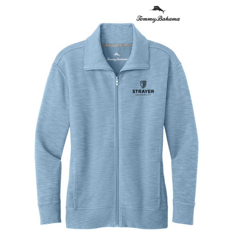 NEW STRAYER Tommy Bahama® Ladies Tobago Bay Full-Zip (3 in logo) - Light Sky Blue