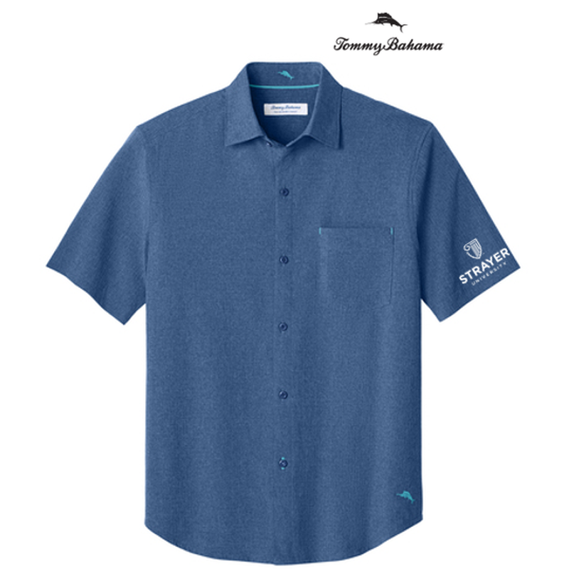 NEW STRAYER Tommy Bahama® Sandy Point Short Sleeve Shirt (3.5 in logo) - Classic Blue