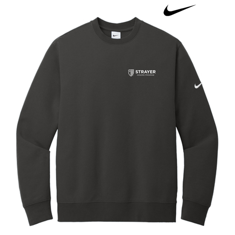STRAYER HONORS - Nike Club Fleece Sleeve Swoosh Crew - Anthracite