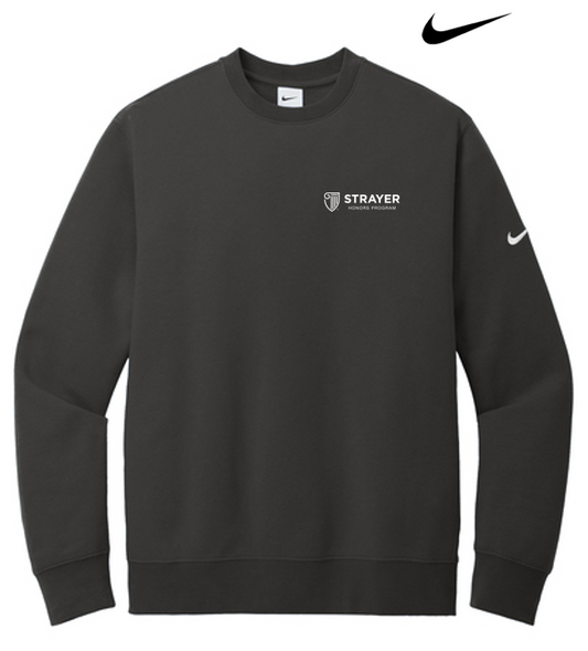 STRAYER HONORS - Nike Club Fleece Sleeve Swoosh Crew - Anthracite