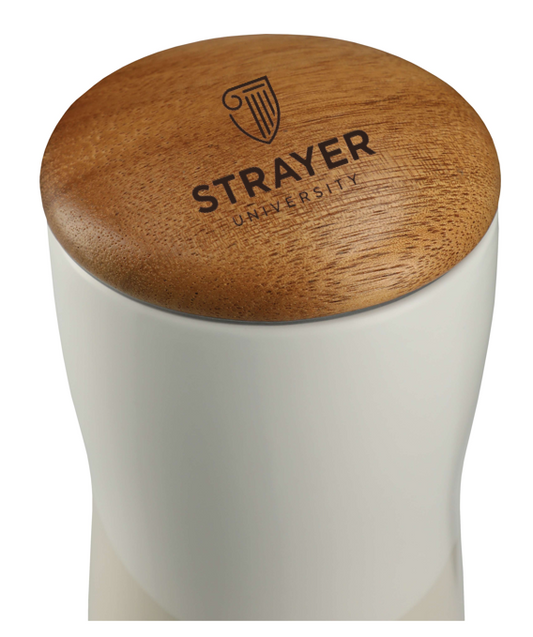 STRAYER Reno Double Wall Ceramic Tumbler w/Wood Lid 10oz - White