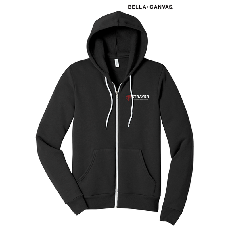 STRAYER HONORS BELLA+CANVAS® Unisex Sponge Fleece Full-Zip Hoodie - Solid Black
