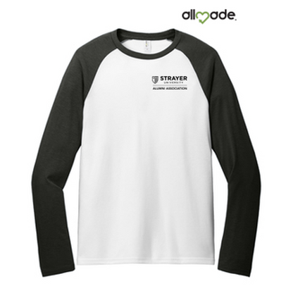 NEW STRAYER ALUMNI - Allmade® Unisex Tri-Blend Long Sleeve Colorblock Raglan - Space Black/Bright White