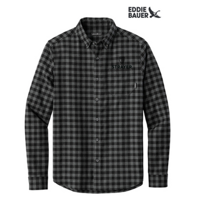 NEW STRAYER - Eddie Bauer® Long Sleeve Favorite Flannel Plaid Shirt - Deep Black Mini Buffalo