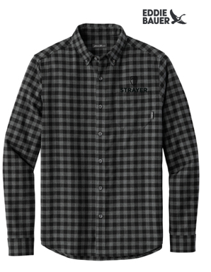 NEW STRAYER - Eddie Bauer® Long Sleeve Favorite Flannel Plaid Shirt - Deep Black Mini Buffalo