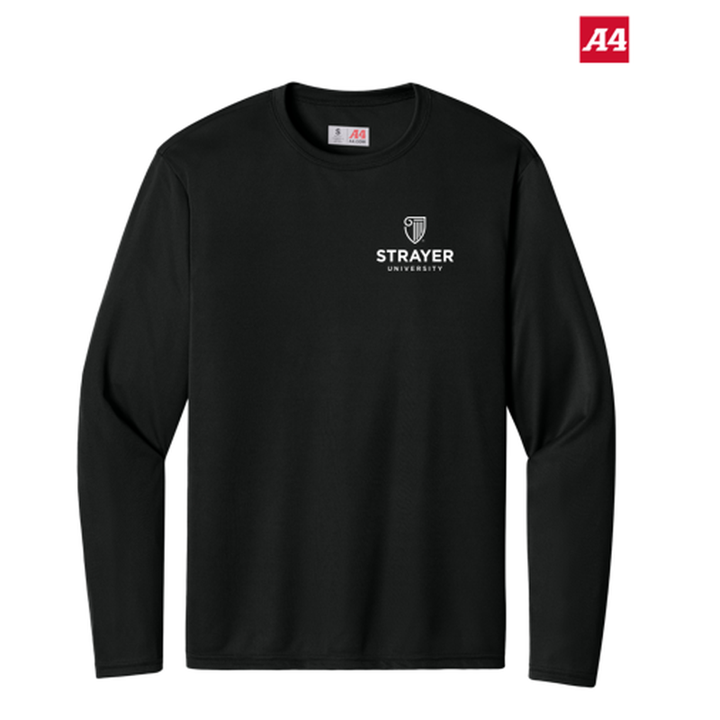 NEW Strayer A4 Cooling Performance Long Sleeve Tee - Black