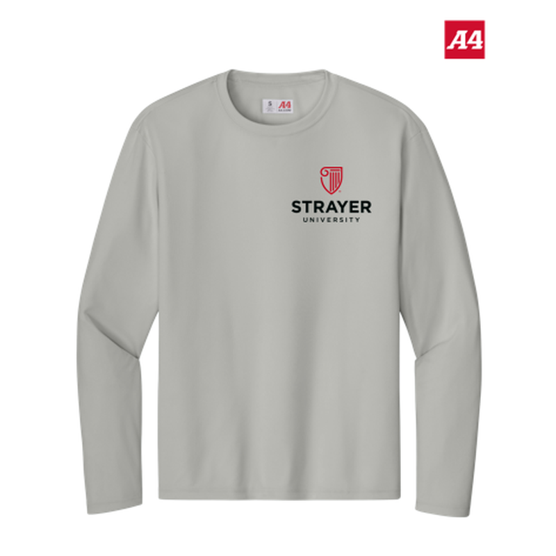 NEW Strayer A4 Cooling Performance Long Sleeve Tee - Silver