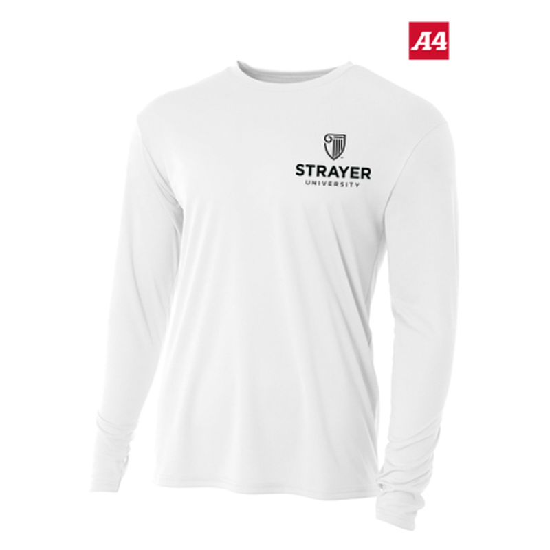 NEW Strayer A4 Youth Cooling Performance Long Sleeve Tee - White