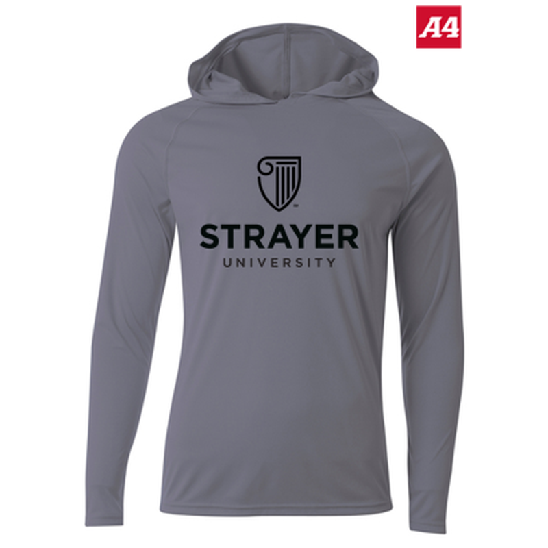 NEW Strayer A4 Cooling Performance Long Sleeve Hooded Tee - Silver