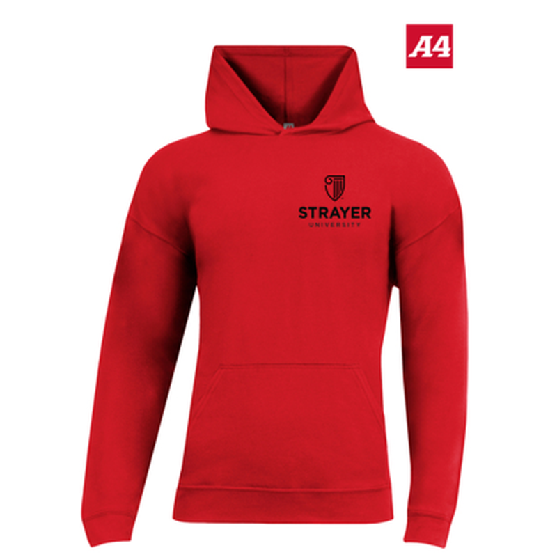 NEW Strayer A4 Softek Long Sleeve Hooded Tee - Scarlet